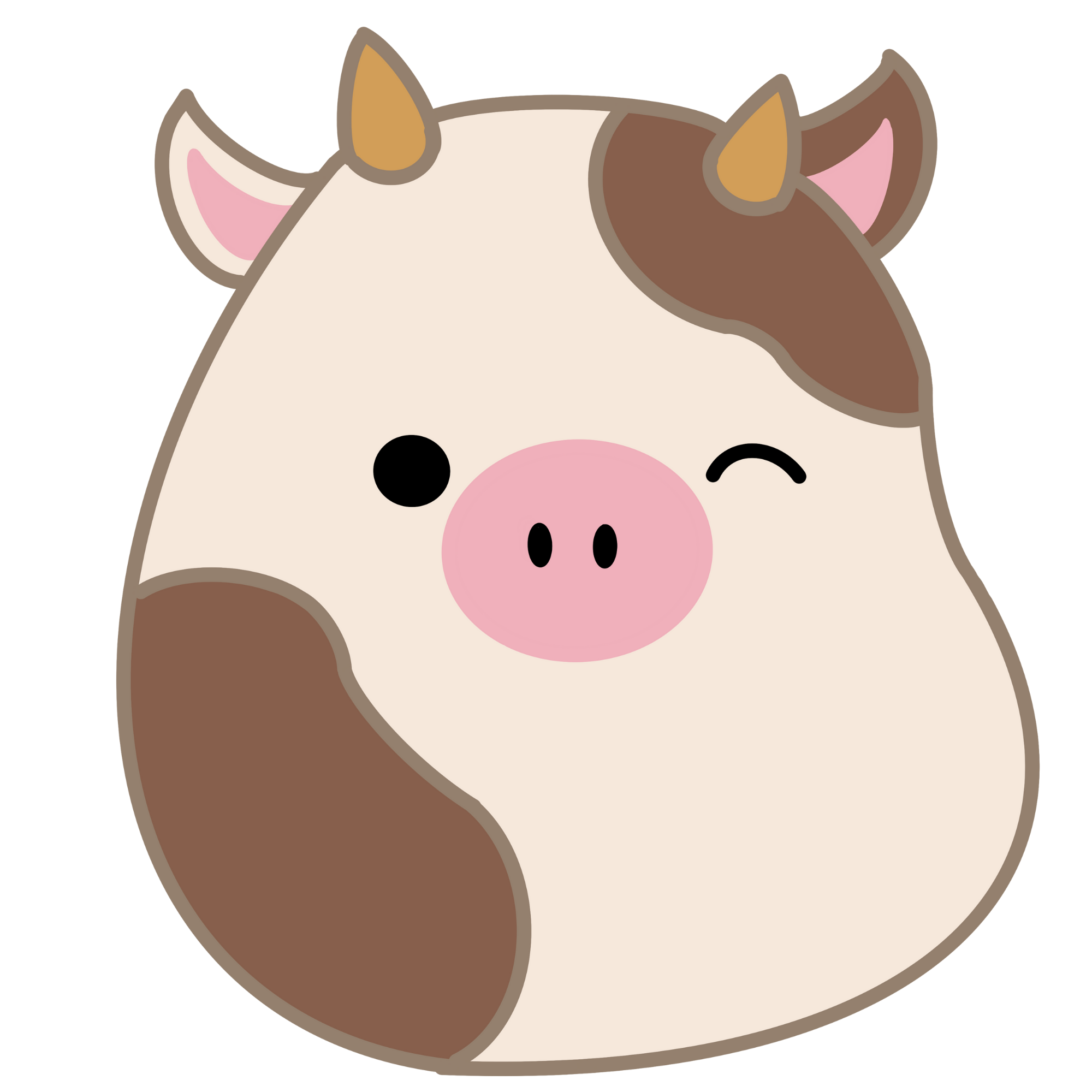 Winking Cow Kawaii Plushie Cross-Stitch Pattern